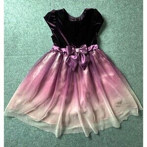 Jona Michelle Dress Girls Sz 6 Purple Velvet Cap Sleeve Event Party Holiday